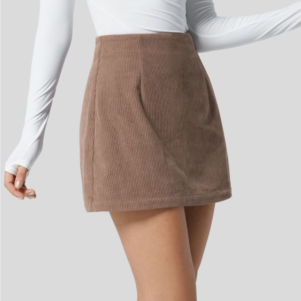 Brown Corduroy Halara Skirt w/ built in Shorts